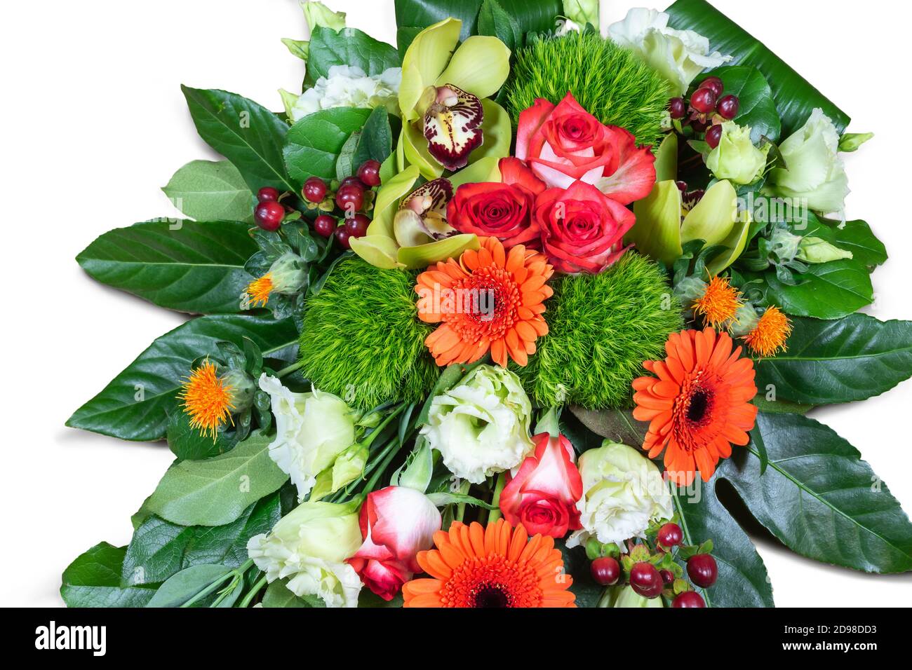 Vue de dessus de l'arrangement de fleurs colorées. Banque D'Images