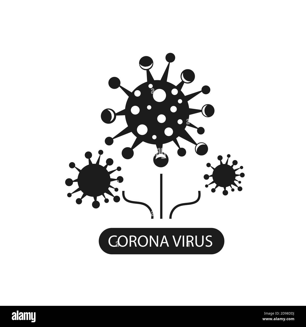 Icône d'infographie sur le coronavirus. Agent causal d'une infection respiratoire. Affiche sur la pandémie de bactéries. Logo panneau arrière-plan blanc isolé. Illustration de Vecteur