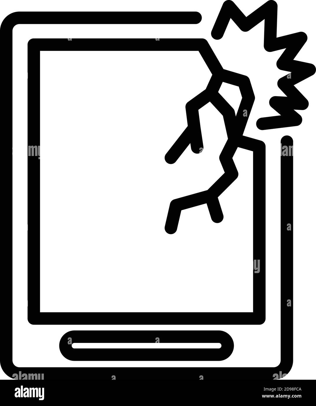 Icône de tablette en panne. Outline crash tablette périphérique vecteur icône pour la conception Web isolé sur fond blanc Illustration de Vecteur