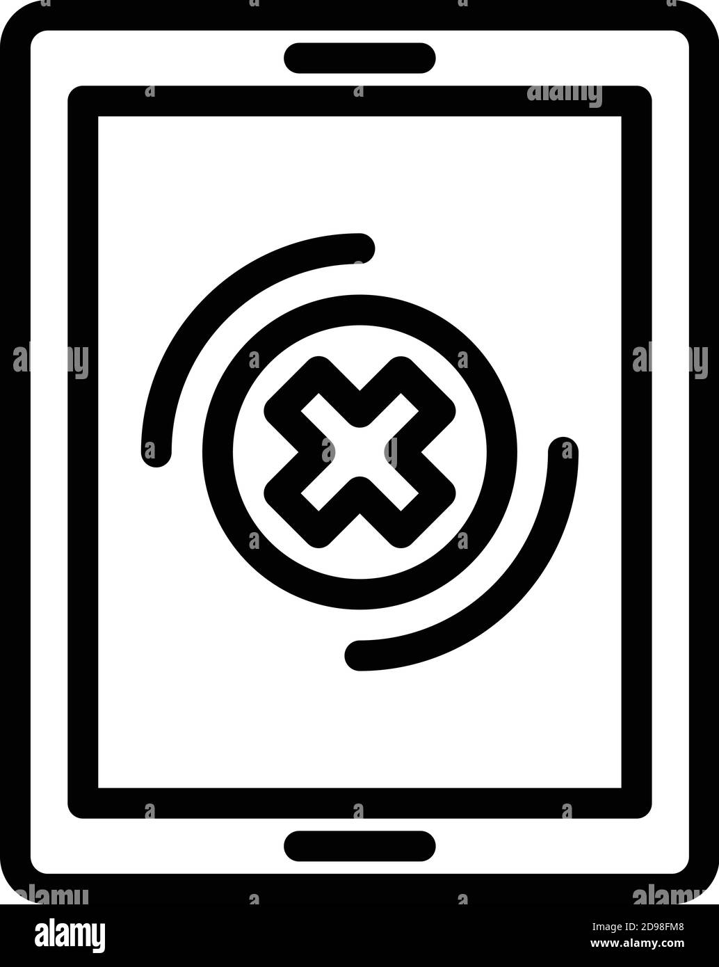 Icône de tablette endommagée. Décrivez l'icône vectorielle endommagée de la tablette pour la conception Web isolée sur fond blanc Illustration de Vecteur