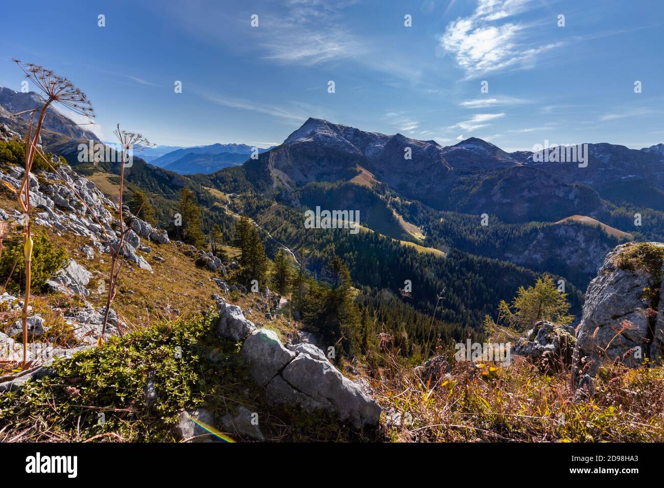 Vue de Jenner vers Schneibstein en Berchtesgadener Land, Bavière, Allemagne, en automne. Banque D'Images