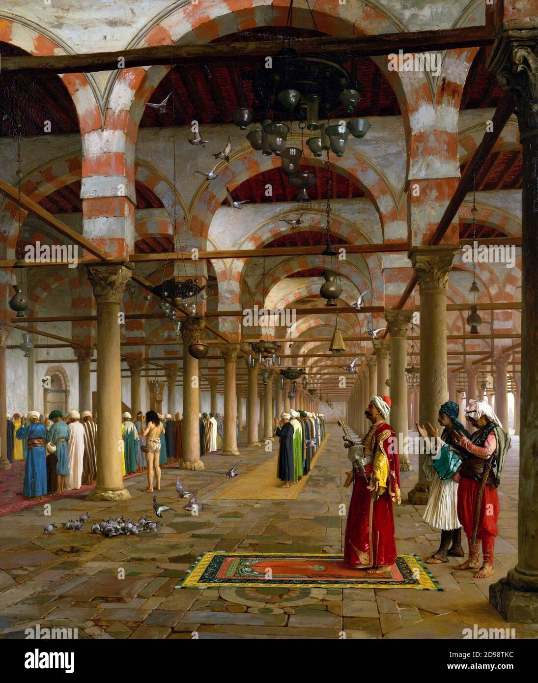 Prière dans la mosquée par l'artiste orientaliste français Jean-Léon Géradôme (1824-1904), huile sur toile, 1871 Banque D'Images
