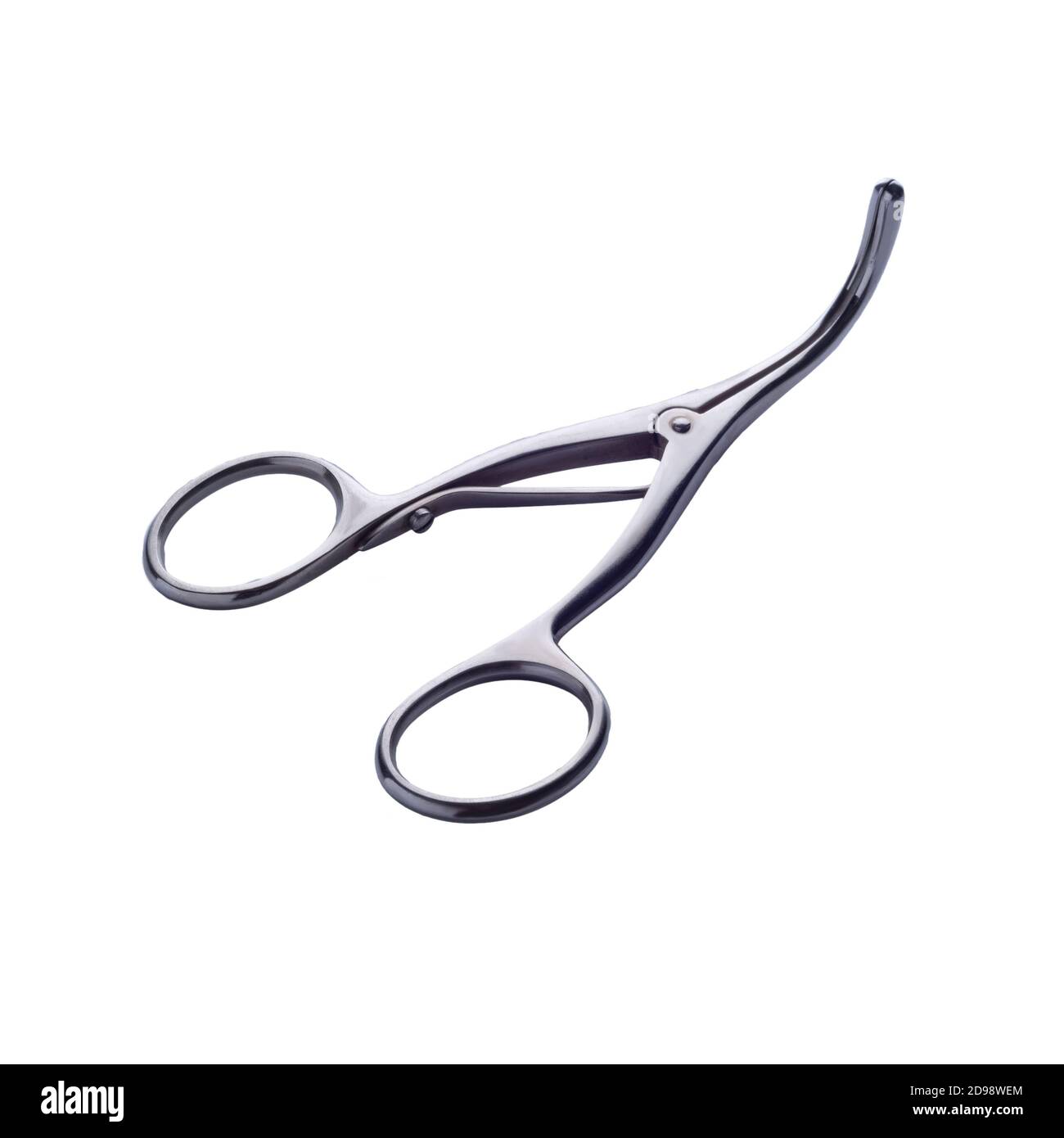 Instrument chirurgical diluteur trachéal Trusso, isoler sur fond blanc instrument pour la trachéotomie. Banque D'Images
