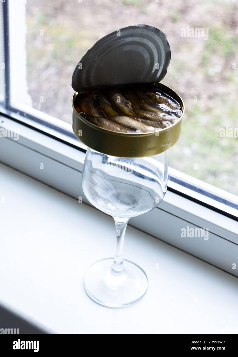 Boîte ouverte de poisson en conserve Banque D'Images