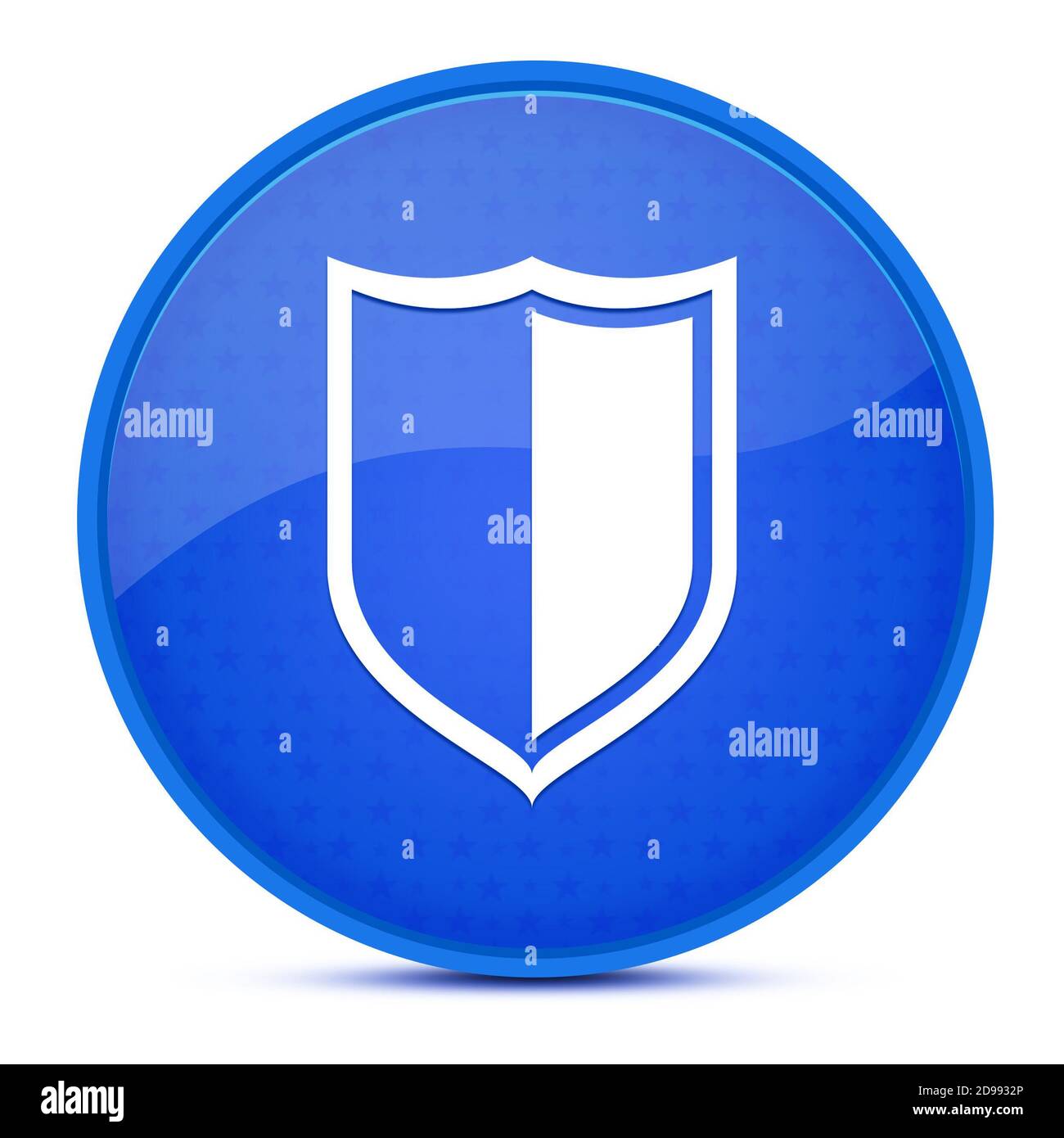 Illustration abstraite de bouton rond bleu brillant esthétique Shield Banque D'Images