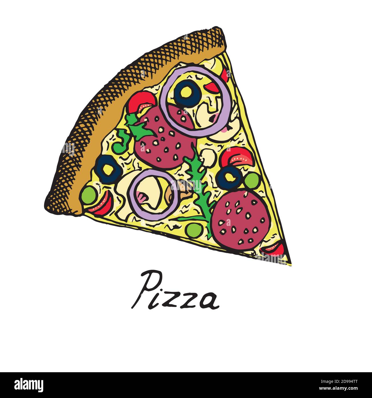 Pizza Dessin D Un Coole Colore Avec Inscription Style Pop Art Photo Stock Alamy