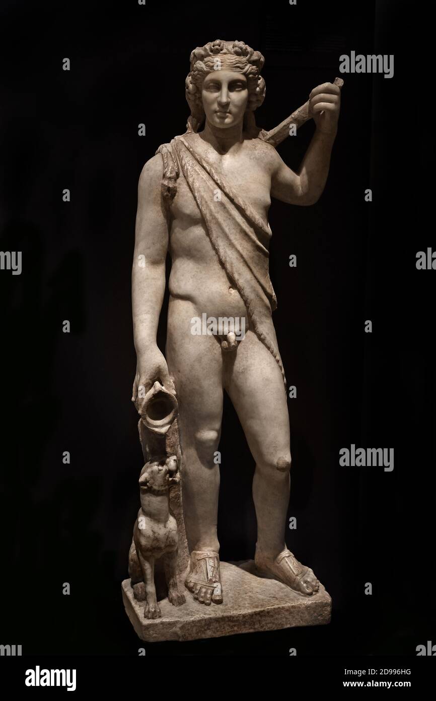 Statue de Bacchus, romaine. 2e siècle AD. Marbre. D'Aldaya, Valence, Madrid, Musée archéologique national, Espagne espagnole, Banque D'Images