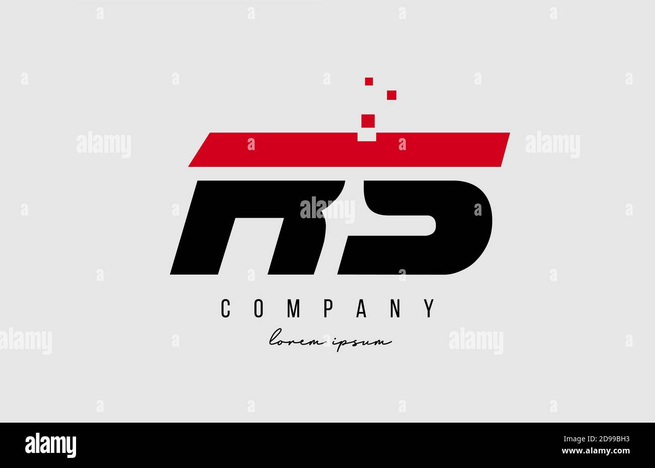 combinaison de lettres de l'alphabet rs en rouge et en noir. Design d'icône créatif pour les entreprises et les entreprises Illustration de Vecteur