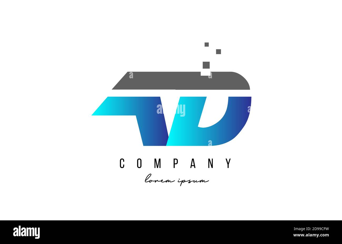 AJOUTEZ UNE combinaison de lettres de l'alphabet D en bleu et en gris. Design d'icône créatif pour les entreprises Illustration de Vecteur