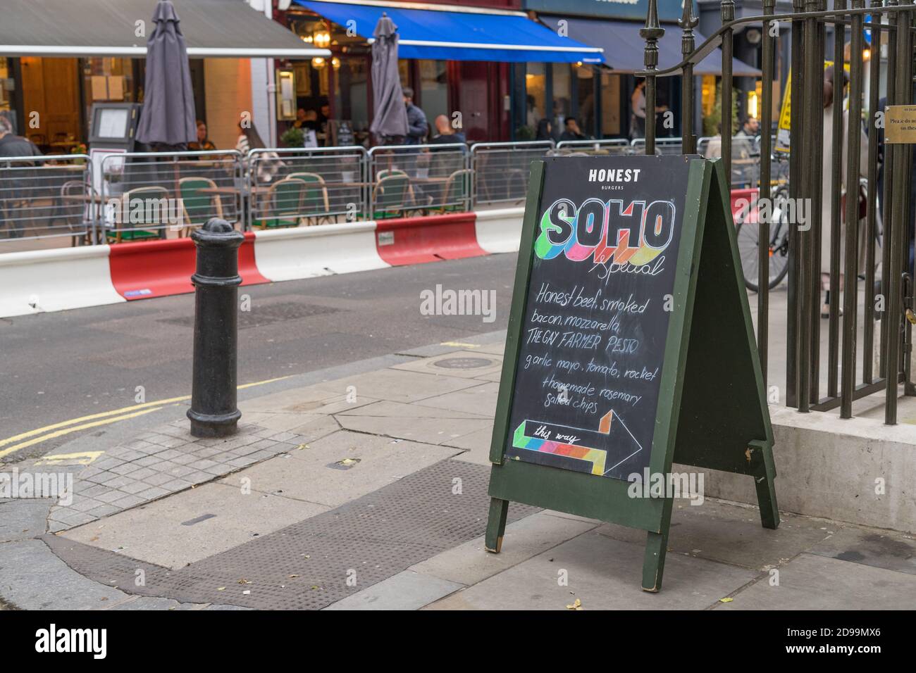 Le restaurant honnête Burgers dans les rues de Soho en journée. Concentrez-vous sur l'analyseur. Londres Banque D'Images