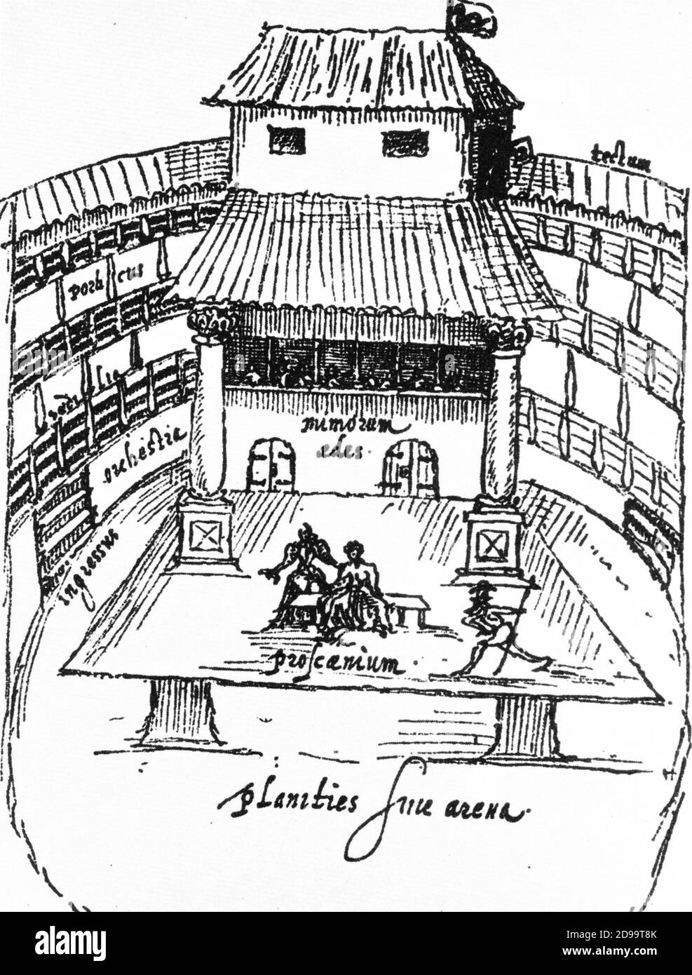 The Swan Theatre , construit par Francis Langley , où le poète et écrivain WILLIAM SHAKESPEARE ( Stratford-on-Avon 1564 - 1616 ) Et sa compagnie joua en 1596 - 1597 - TEATRO - THEATRE - COMMEDIOGRAFO - SCRITTORE - LETTERATO - LETTERATURA - littérature - poeta - poesia - poésie - elisabettiano - attore - acteur - scena - scène - palcoscenico - scène - commedia - comédie - tragèse - tragédie ---- Archivio GBB Banque D'Images
