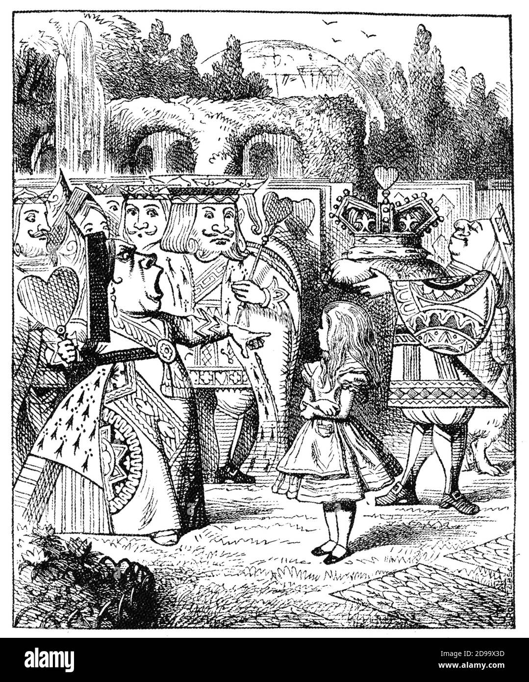 1900, GRANDE-BRETAGNE : Illustration pour une édition anglaise d'ALICE AU PAYS DES MERVEILLES et À TRAVERS LE VERRE ( 1860 ) par le photographe anglais, mathématicien et écrivain LEWIS CARROLL ( né Charles Lutwidge Dodgson , 1832 - 1898 ) - LETTERATURA - LITTÉRATURE - SCRITTORE - livre - bibliofilo - bibliofilia - Reine des coeurs - corona - couronne --- Archivio GBB Banque D'Images
