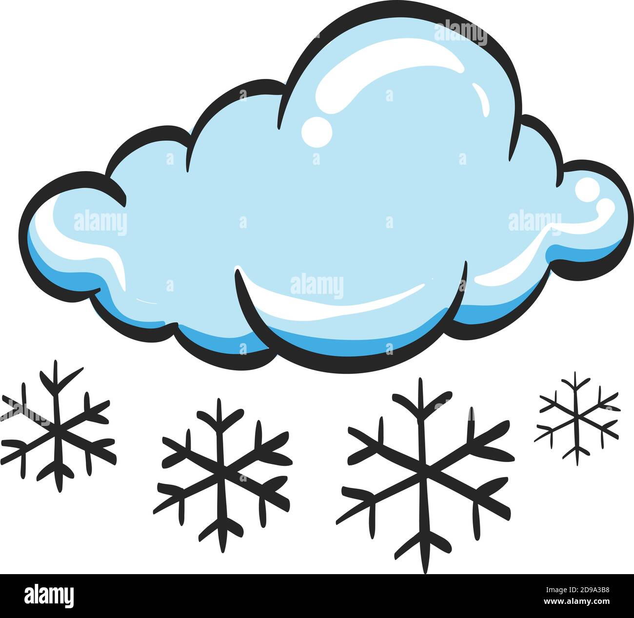 Icône de neige surmoulé par la météo dans le dessin en couleur. Nature flocons hiver décembre Illustration de Vecteur