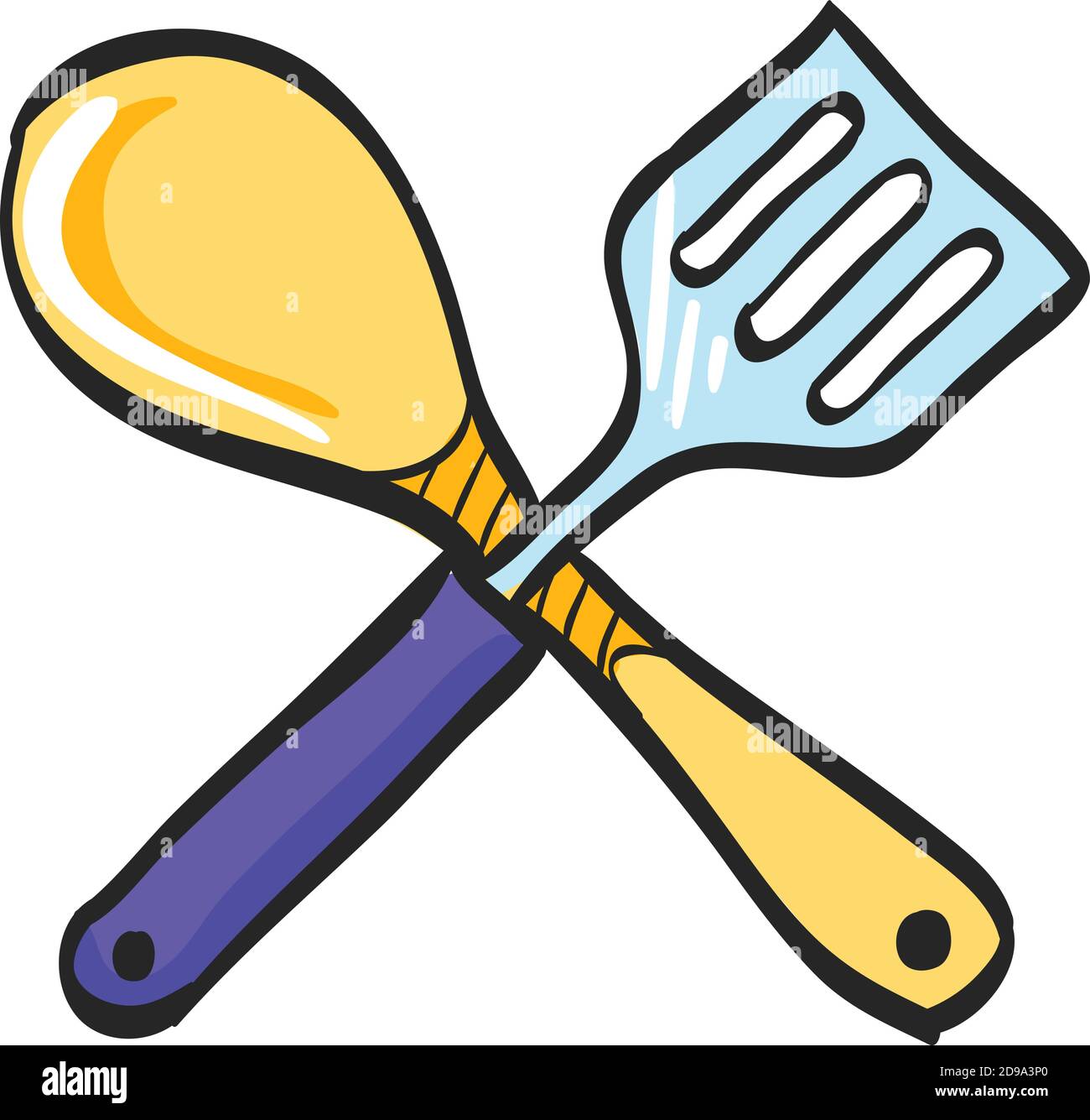 Icône de la spatule dans le dessin en couleur. Ustensile de cuisine maison  Image Vectorielle Stock - Alamy