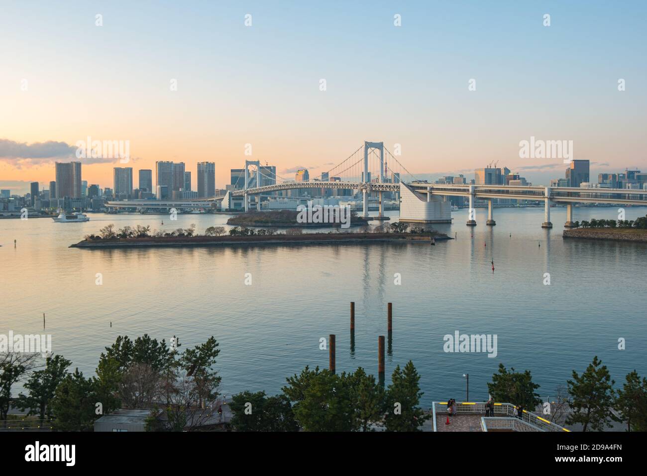 Vue panoramique de Tokyo avec vue sur la baie de Tokyo au Japon. Banque D'Images