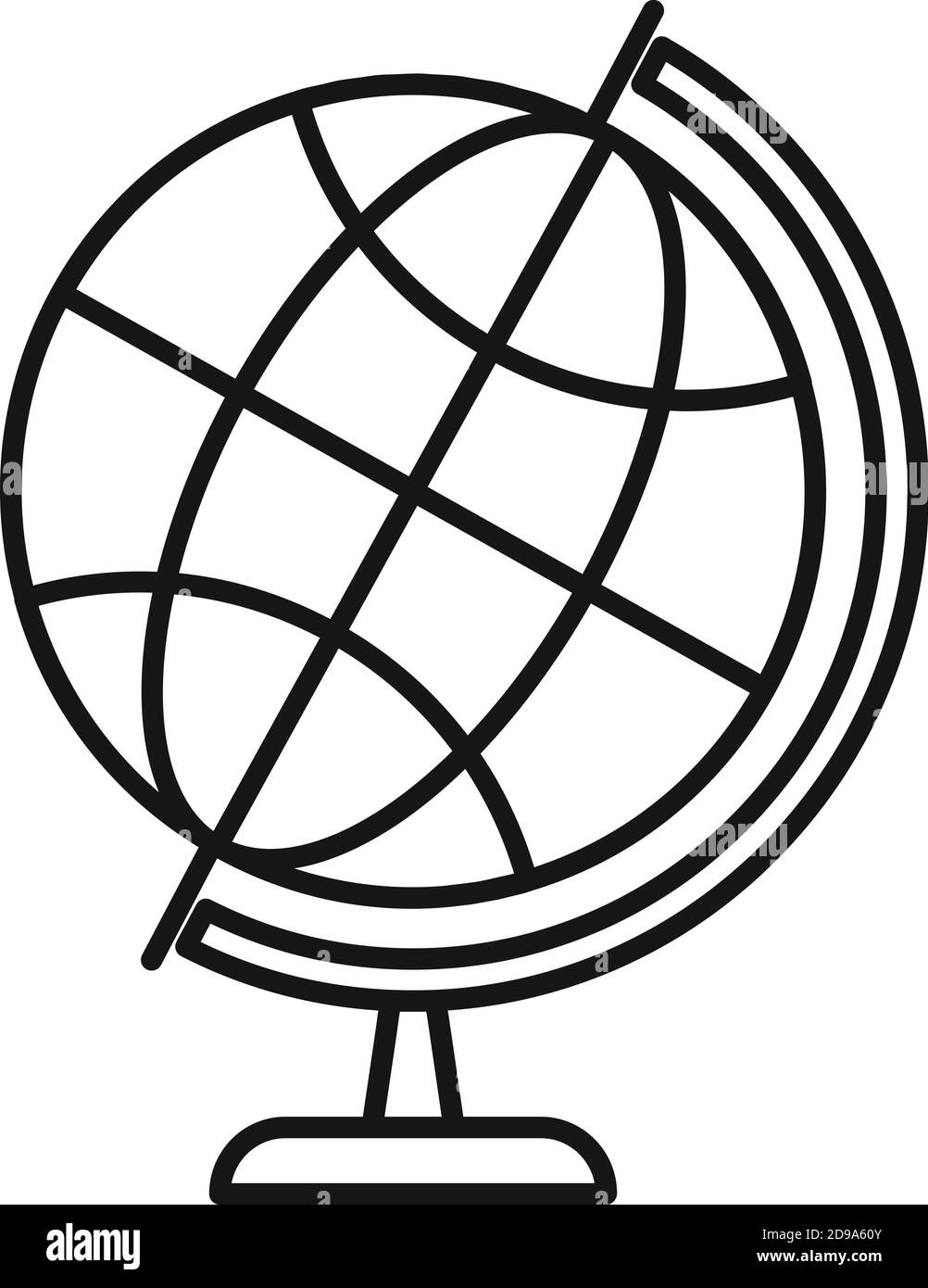 L'icône globe école style du contour, Illustration de Vecteur