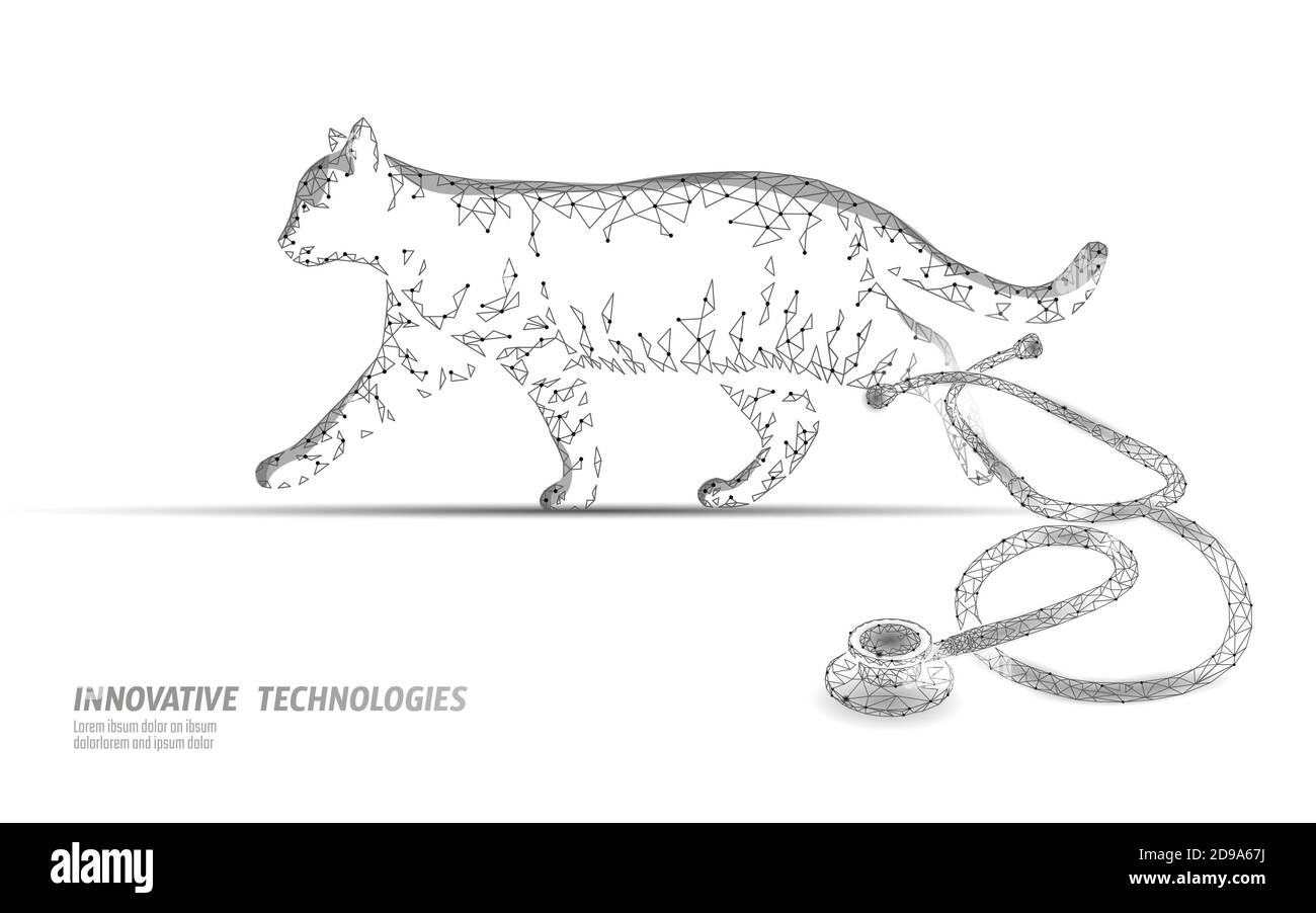 Modèle de bannière pour clinique vétérinaire Silhouette Cat. Analyse infection par le virus stéthoscope. Aide médicale VET Care. Vecteur du logo en ligne du médecin de l'hôpital vétérinaire Illustration de Vecteur