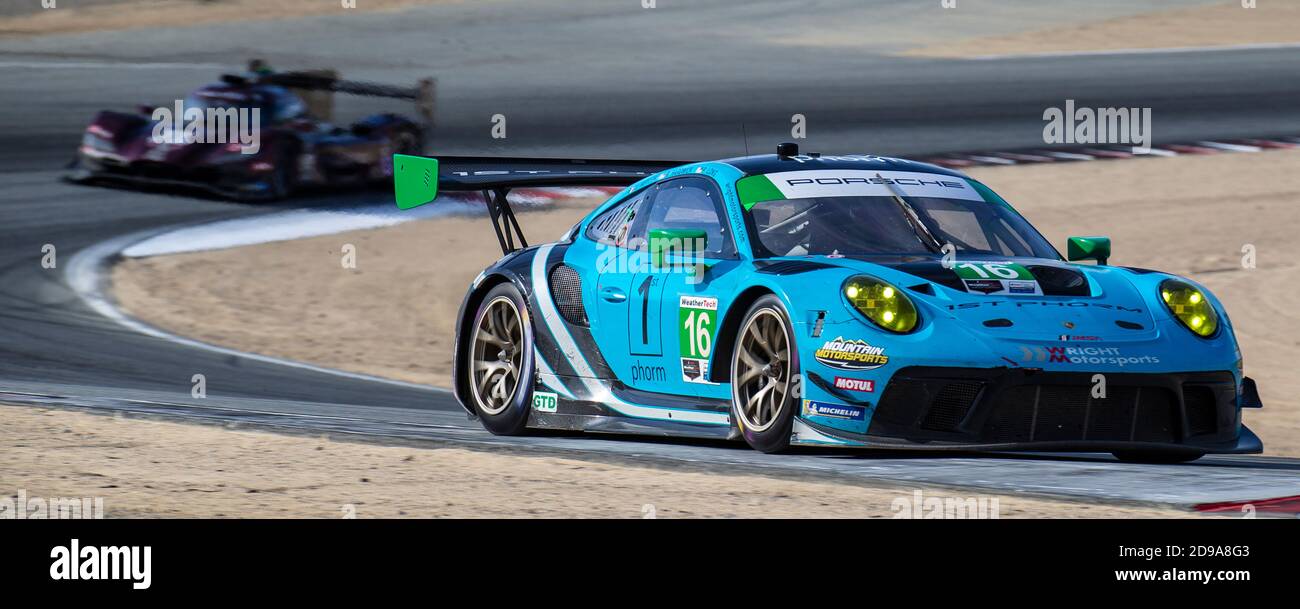 01 2020 nov Monterey, CA, É.-U. Wright Motorsports # 16 pilotes R. Hardwick / P. long va dans le tour 6 pendant le Championnat Hyundai Monterey Sports car à WeatherTech Laguna Seca Monterey, CA Thurman James / CSM Banque D'Images