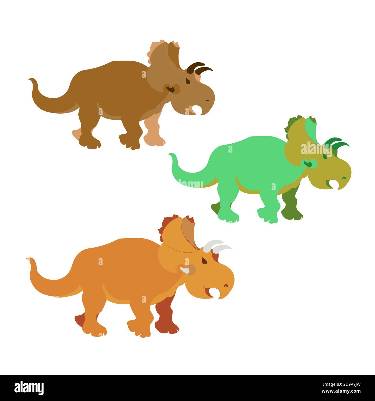 Tricératops. Illustration vectorielle de grands animaux préhistoriques. Différentes couleurs tendance. Illustration de Vecteur