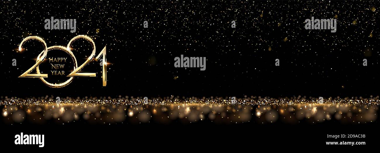 Modèle de bannière horizontale du nouvel an 2021 Illustration de Vecteur