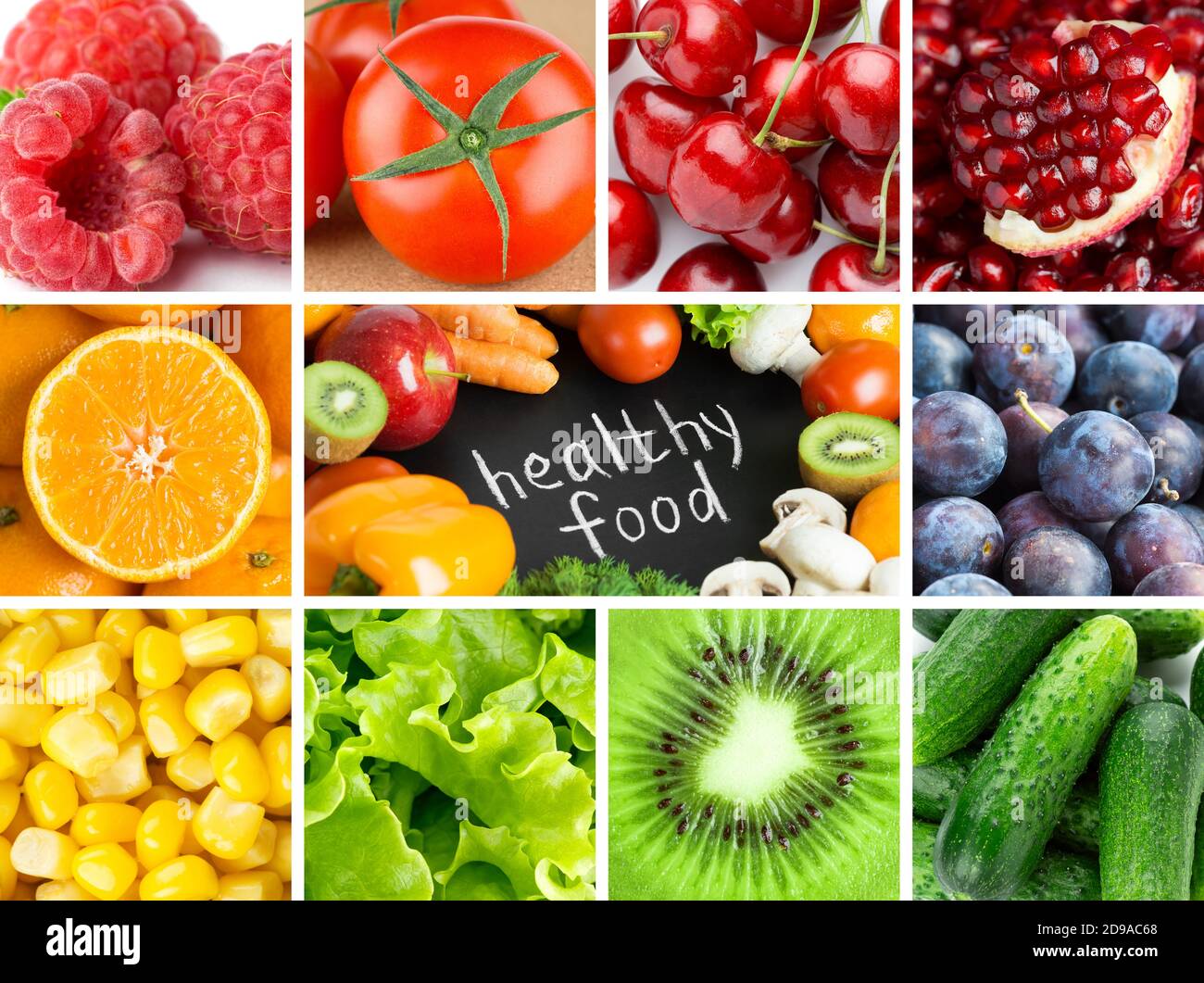 Fond de fruits et légumes frais. Une alimentation saine. Aliments aux couleurs variées. Banque D'Images