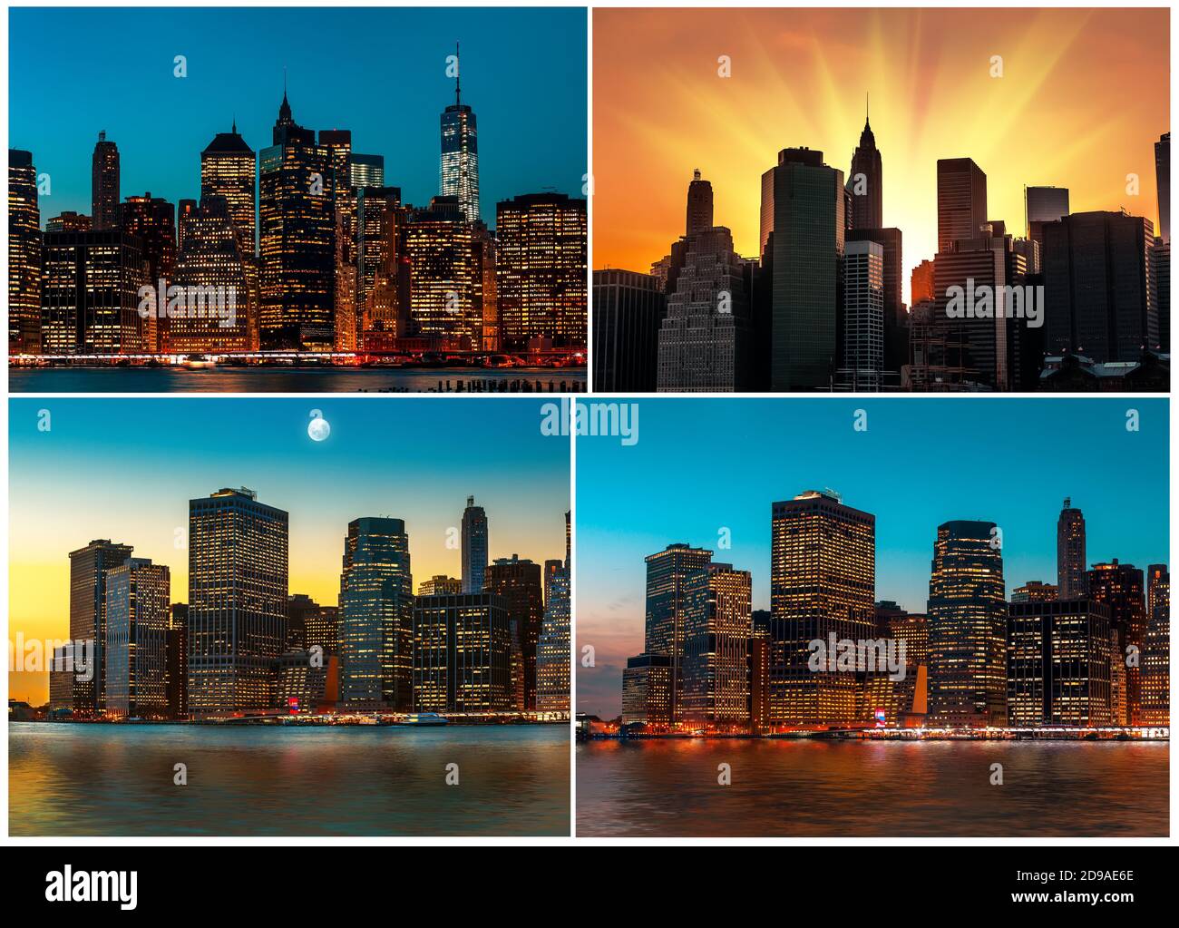 Manhattan. Horizon de New York. Ensemble de 4 images Banque D'Images