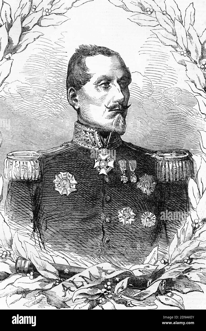 Jacques Leroy de Saint-Arnaud. Maréchal de France. 1798-1854. Illustration ancienne. 1857. Banque D'Images