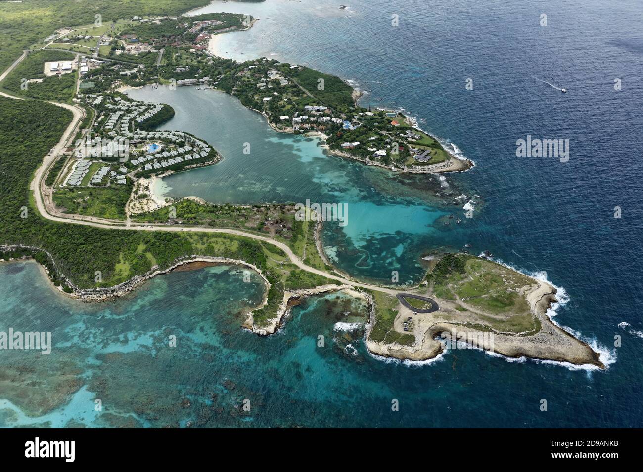 Antilles, Antigua-et-Barbuda : vue aérienne du pont du Diable sur l'île d'Antigua Banque D'Images