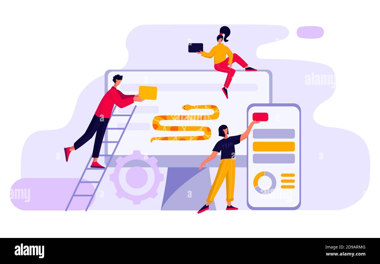 Développement. Code langue. Programmation du codage et développement du concept. Illustration de Vecteur