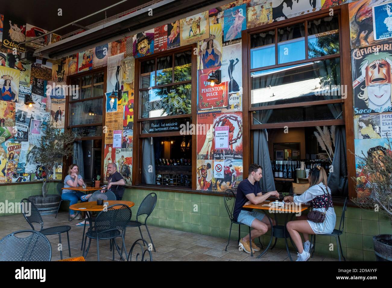 Dîner au restaurant Boho pendant la pandémie du coronavirus South Wharf Melbourne Australie Banque D'Images