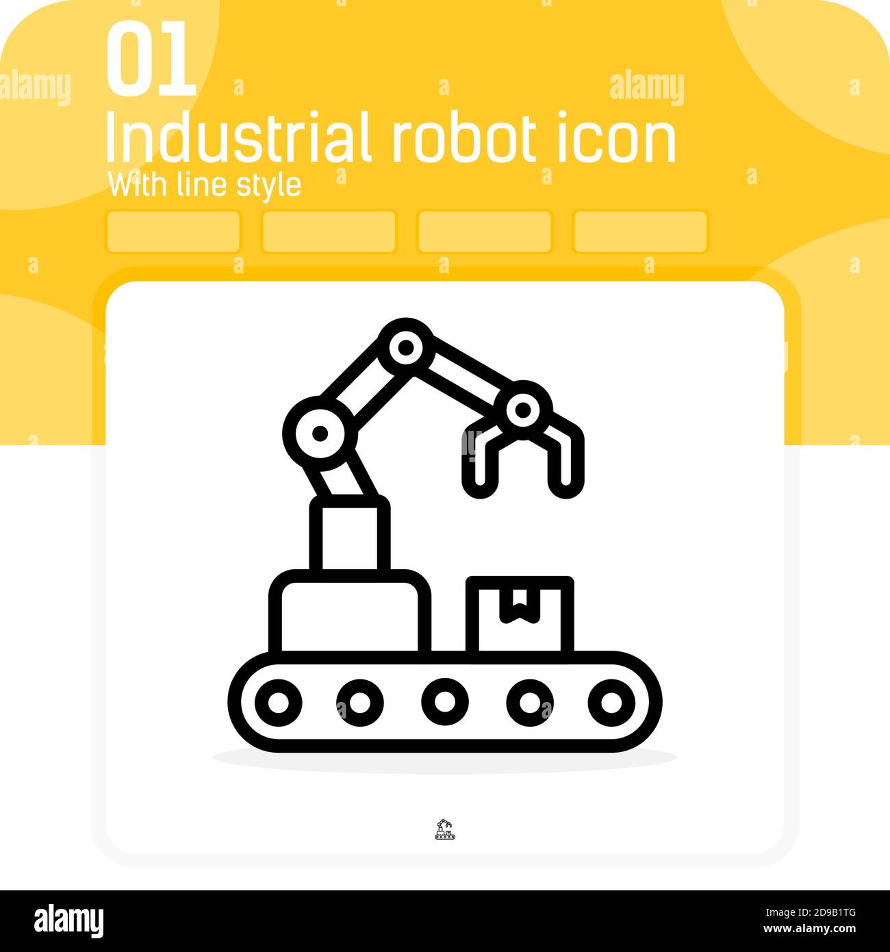 Icône de création de robot industriel avec style linéaire isolé sur fond blanc. Illustration vectorielle de ligne symbole symbole de robot concept d'icône pour le Web Illustration de Vecteur