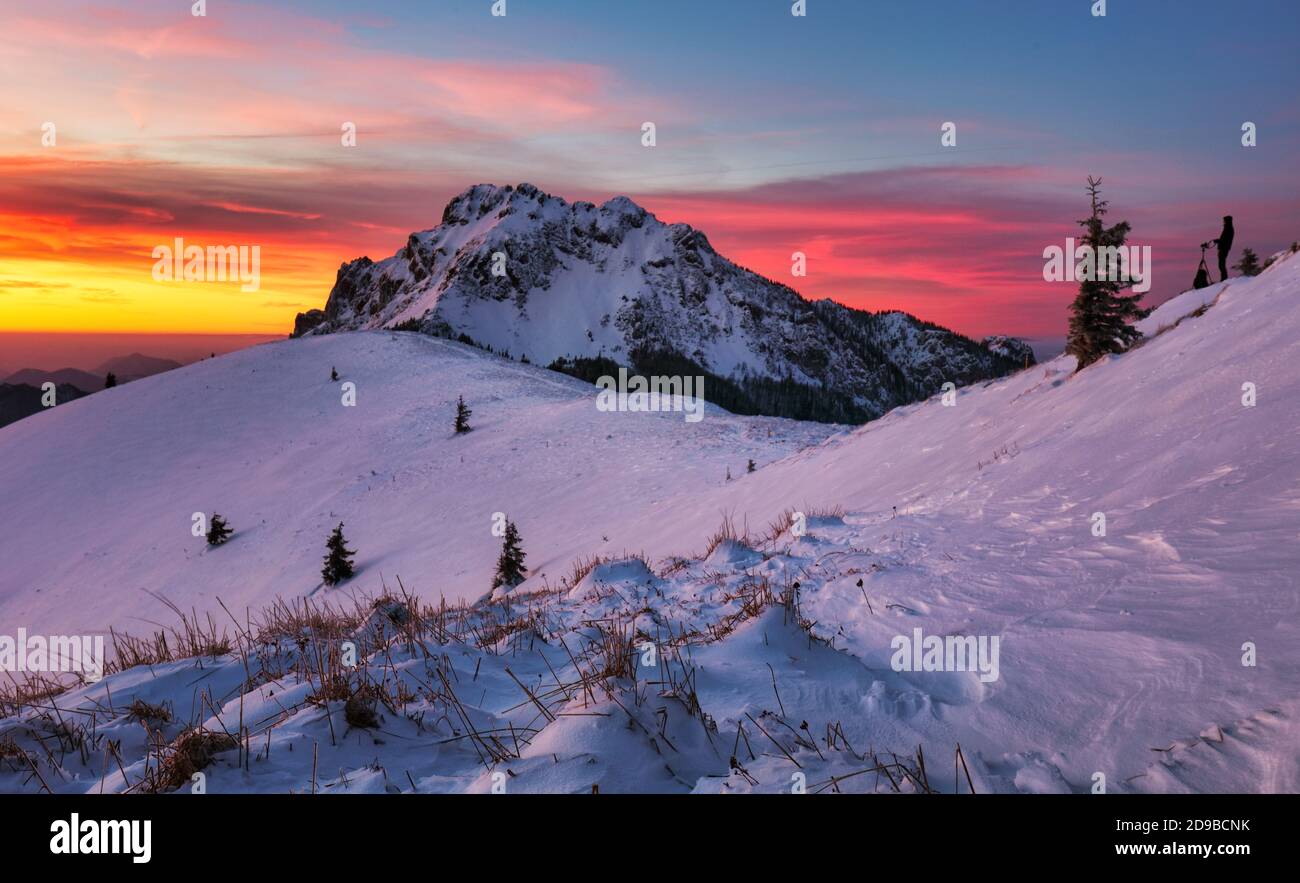 Paysage de montagne d'hiver à Mala Fatra sur la colline Velky Rozsutec en Slovaquie Banque D'Images