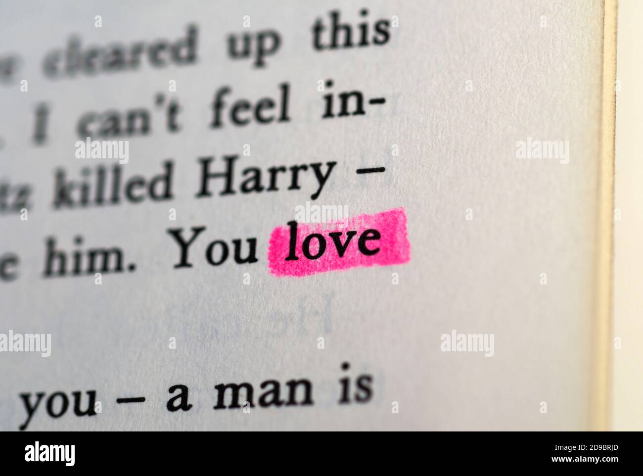 mot « amour » mis en évidence dans une page de livre Banque D'Images