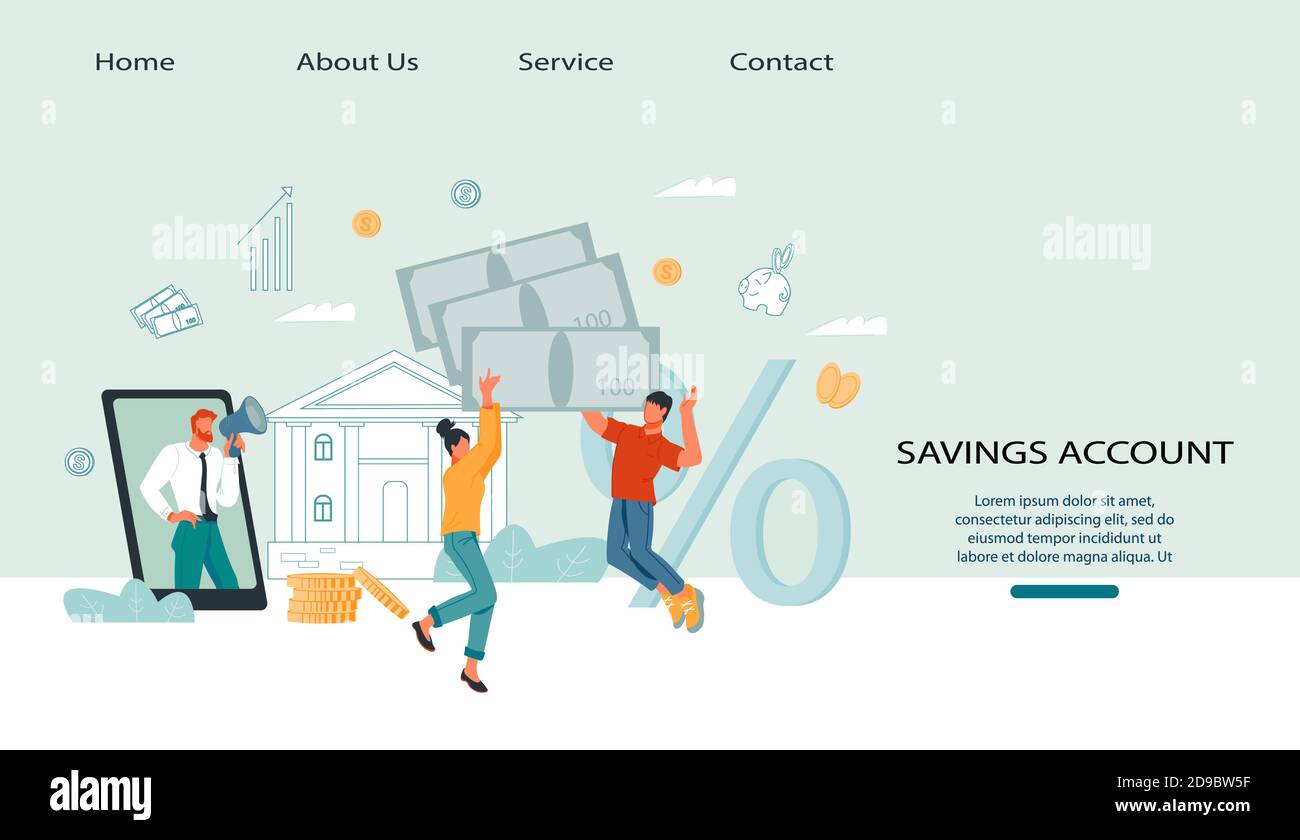 Illustration vectorielle plate du compte d'épargne et de la bannière du site Web d'épargne familiale. Illustration de Vecteur