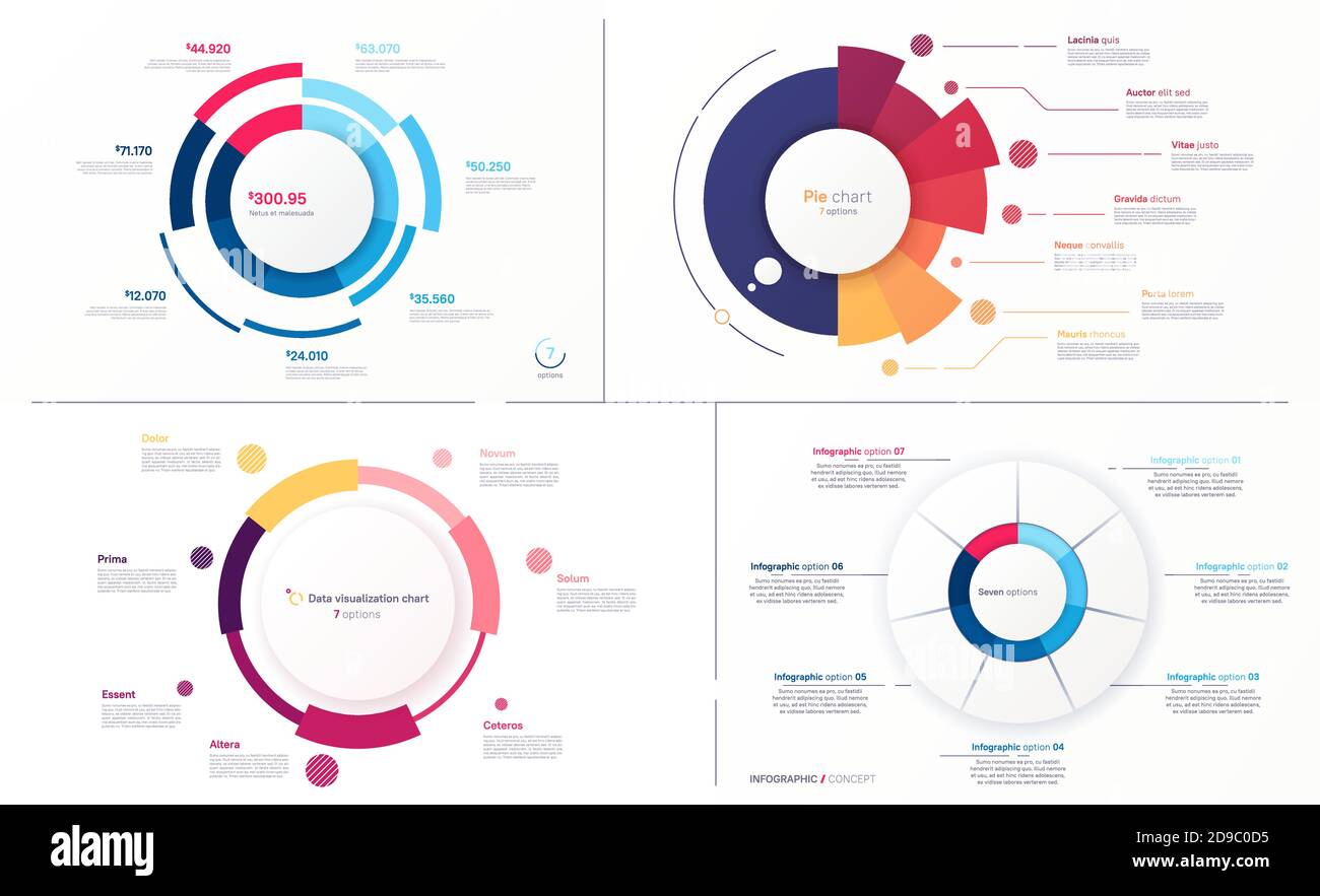 Ensemble de graphiques vectoriels, modèles modernes pour la création d'infographies, de présentations, de rapports et de visualisations Illustration de Vecteur