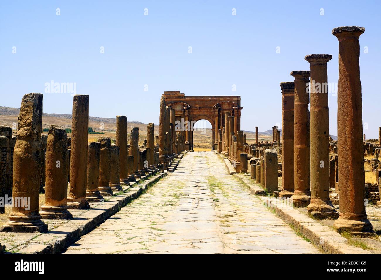 L'ancien site romain de Timgad près de Batna, en Algérie Banque D'Images