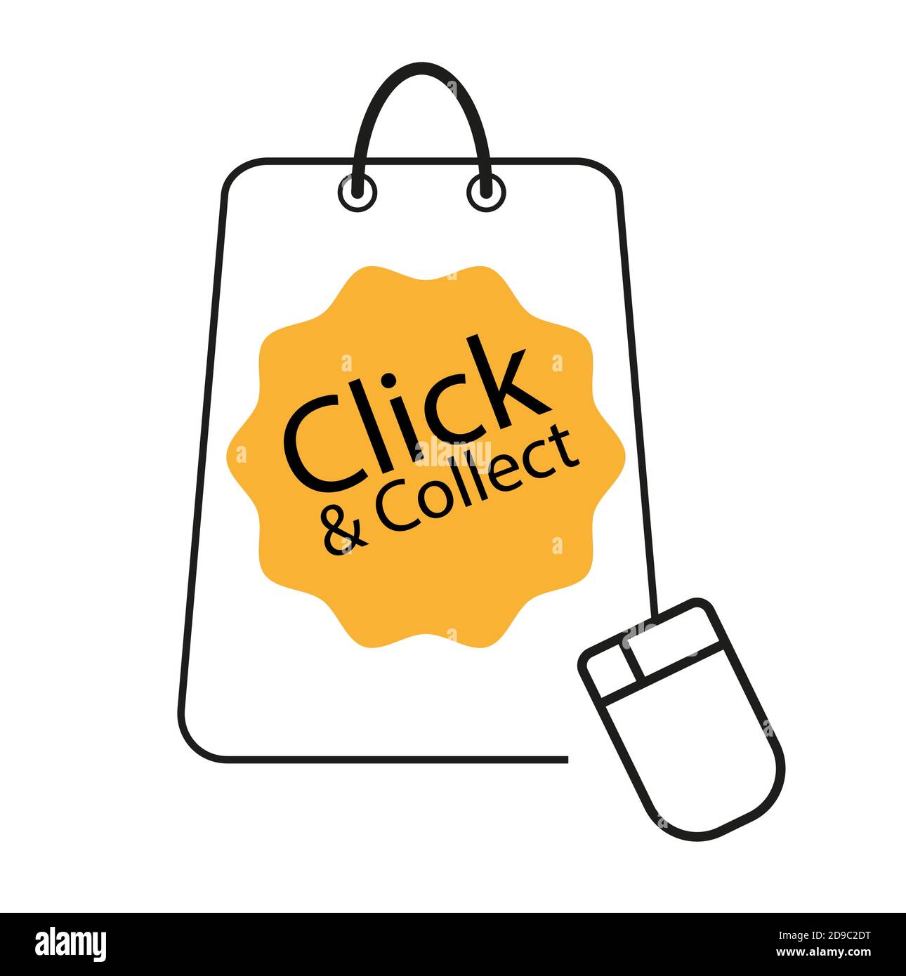 Cliquez et collectez le vecteur de concept d'achat sur Internet sur un blanc arrière-plan Illustration de Vecteur