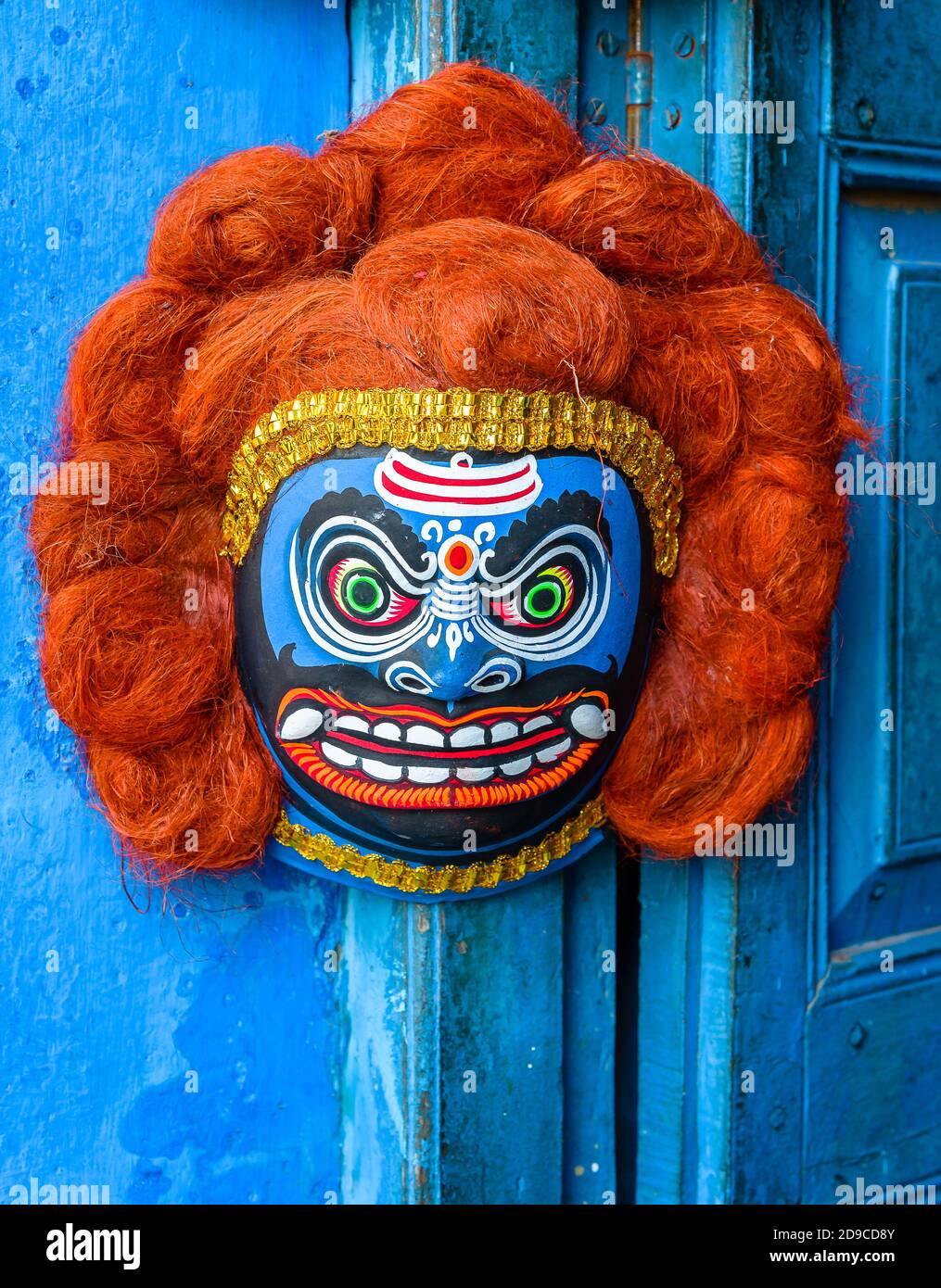 Masque de diable utilisé au moment de la danse Chau à Purulia, Bengale-Occidental. Banque D'Images