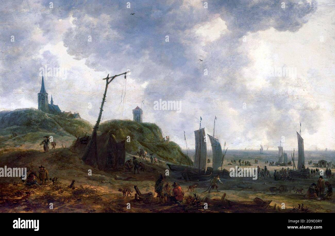 Plage de Katwijk - Adriaen van der Cabel, vers 1660 Banque D'Images