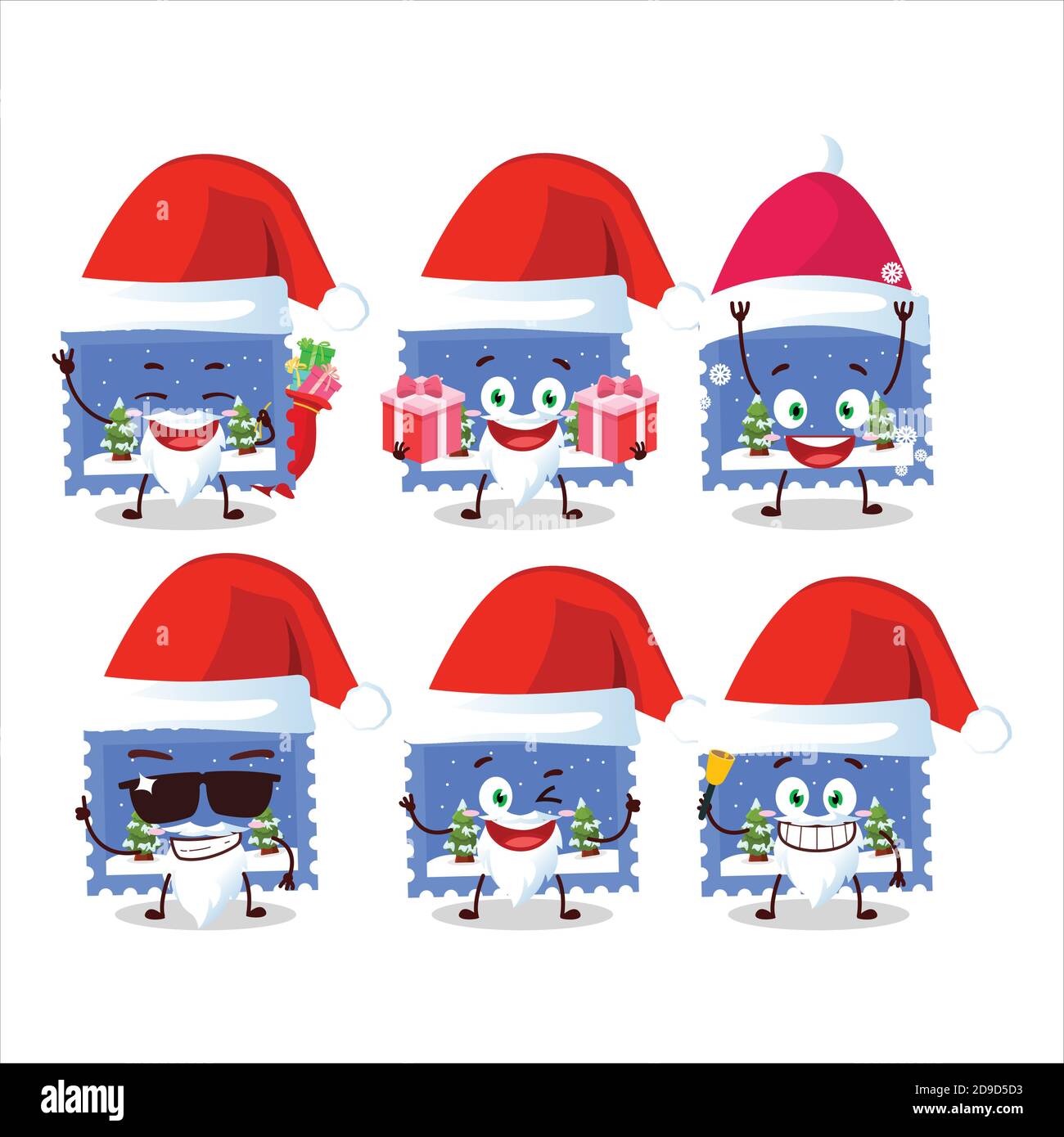 Émoticônes du Père Noël avec personnage de dessin animé de billet de noël Illustration de Vecteur
