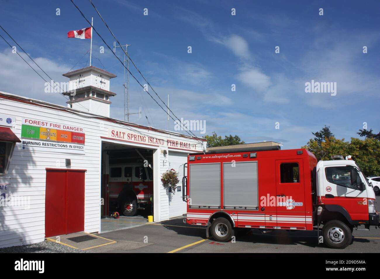 La caserne de pompiers ou la caserne de pompiers de l'île Saltspring, en Colombie-Britannique, au Canada Banque D'Images