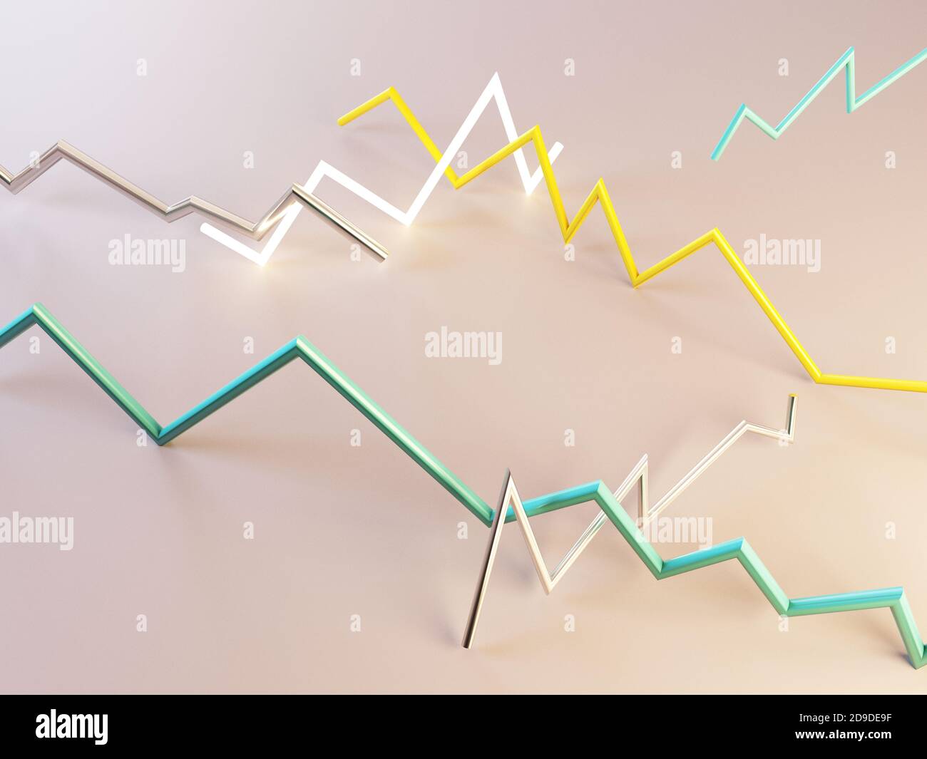 formes géométriques abstraites en zigzag 3d aux couleurs vives. Conception d'arrière-plan moderne, rendu Banque D'Images