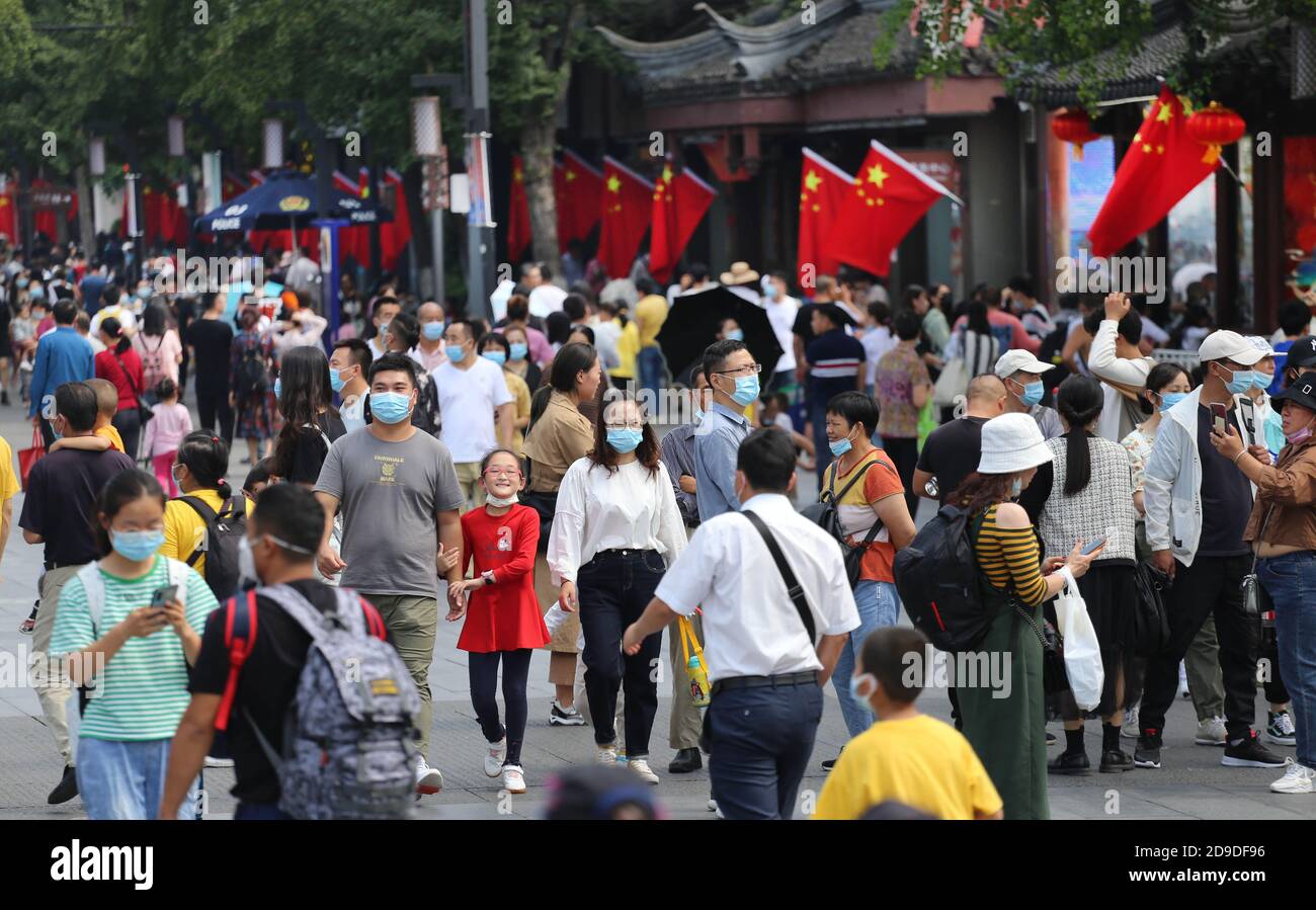 Fuzimiao, un temple de Confucius et ancien site de la salle d'examen impériale, est plein de touristes de tout le pays voyageant pour profiter de leur 8-d. Banque D'Images