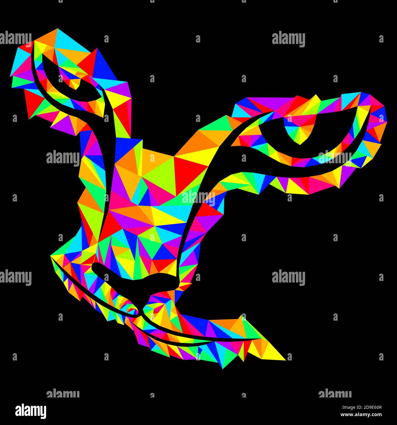 Mosaique Coloree D Une Silhouette Tete De Chat Dans Des Couleurs Vives Isole Sur Fond Noir Decoration Sur Verre Pour Les Enfants Image Vectorielle Stock Alamy
