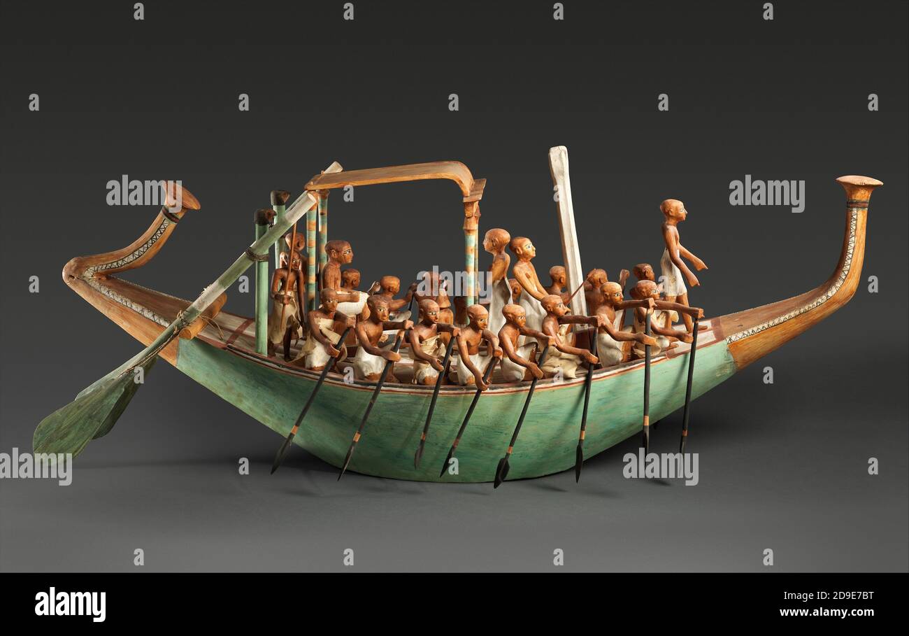 Modèle de navire de l'ancienne Égypte du Royaume du milieu de THEMETMUSEUM à NYC Banque D'Images