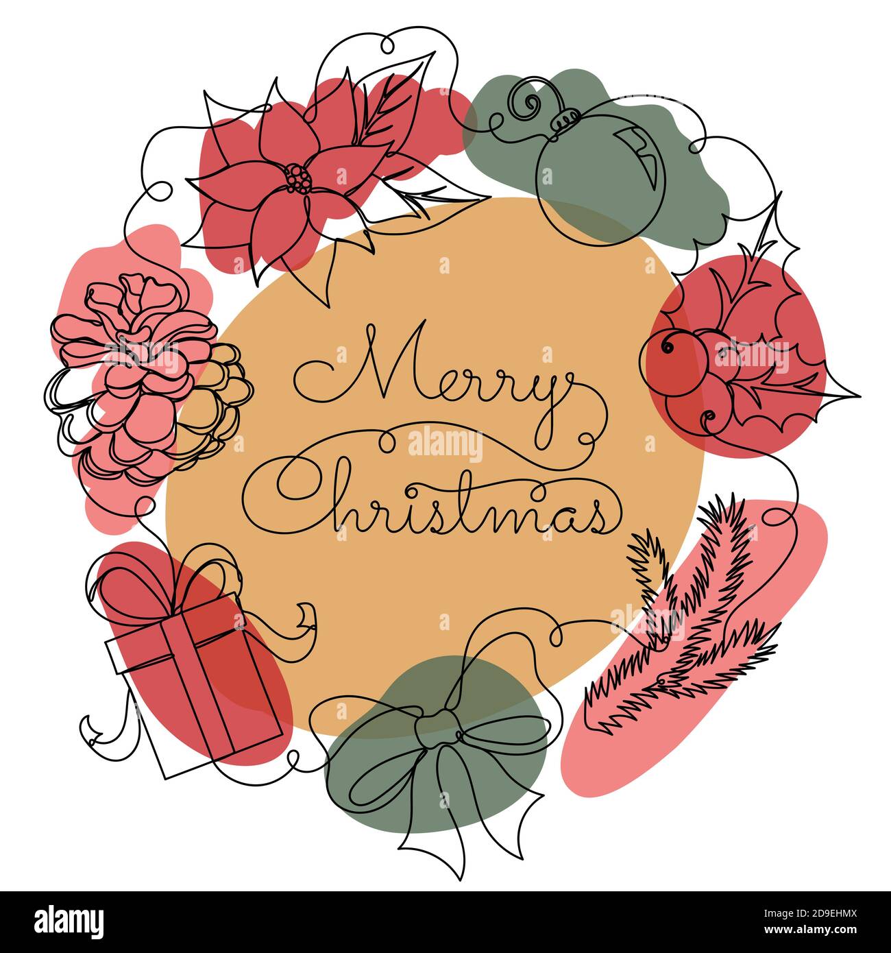 Bannière avec détails de noël dans un style linéaire. Illustration de Vecteur