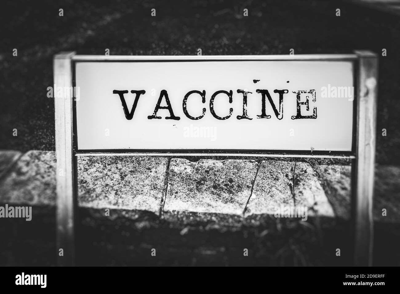 Vaccin sur un panneau de signalisation Banque D'Images