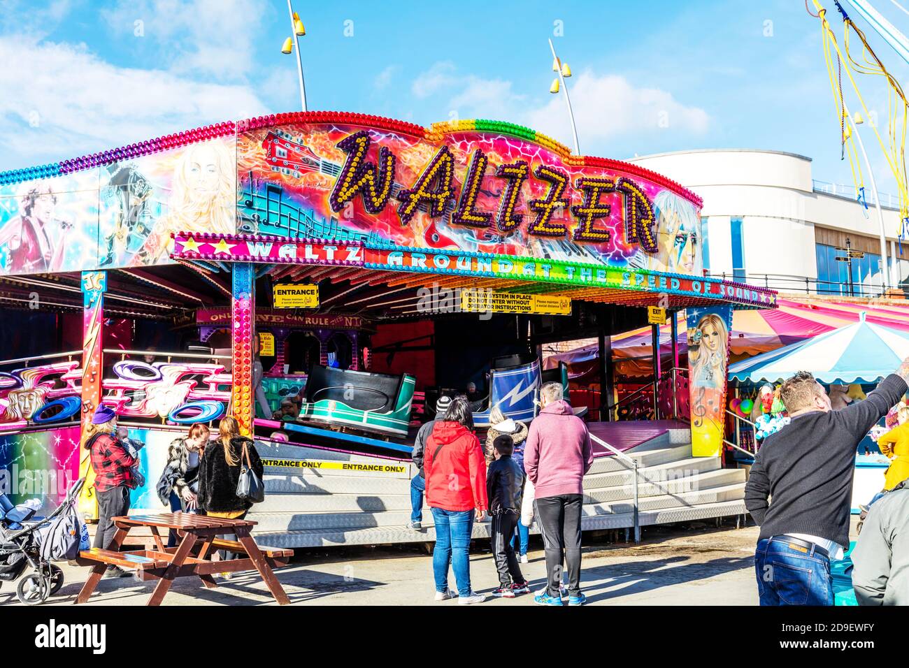 Parc d'expositions Waltzer, parcours du parc d'expositions, Waltzer, parcours du parc d'expositions Waltzer, parc d'expositions Waltzer, promenade au waltzer, promenade, Bridlington, Yorkshire, Royaume-Uni, Angleterre Banque D'Images
