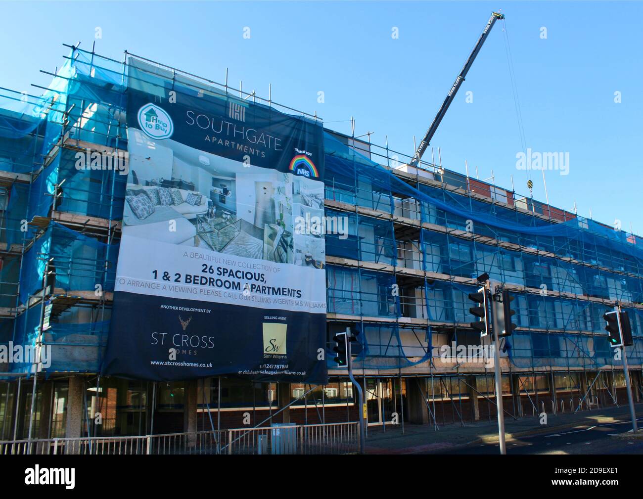 Conversion de bureaux en logements résidentiels à Chichester, West Sussex. Banque D'Images