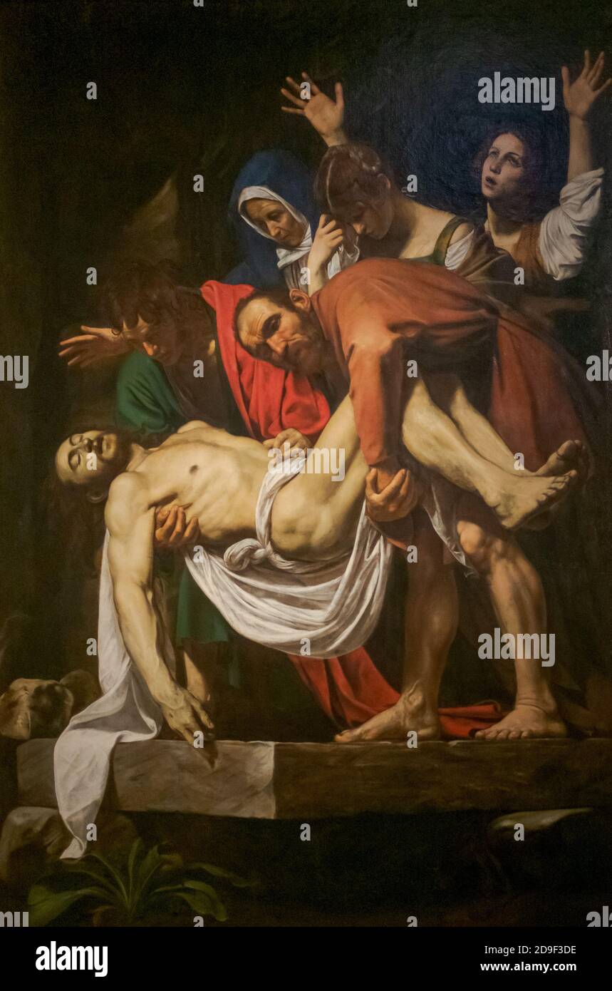 Michel-Ange Merisi, alias Caravaggio (1571-1610) l'Entombment du Christ, huile sur toile, 1602-1603. Pinacoteca Vaticana, Rome Banque D'Images